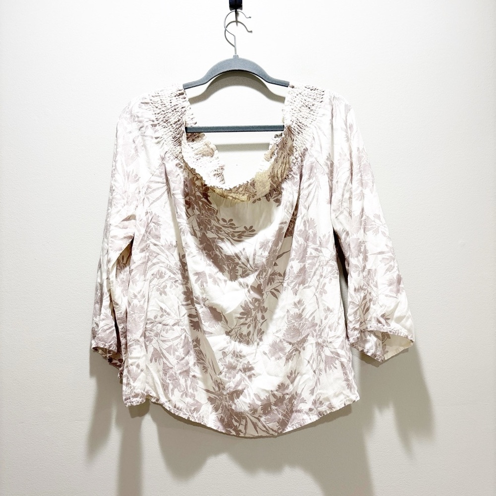 O'Neill White Mauve Floral Off The Shoulder Top Beach Resort Cruise Size L